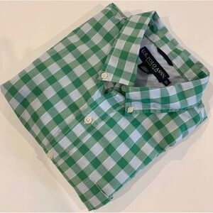 US Polo Assn Mens XL Green Gingham Check Long Sleeve Button Down Cotton Shirt